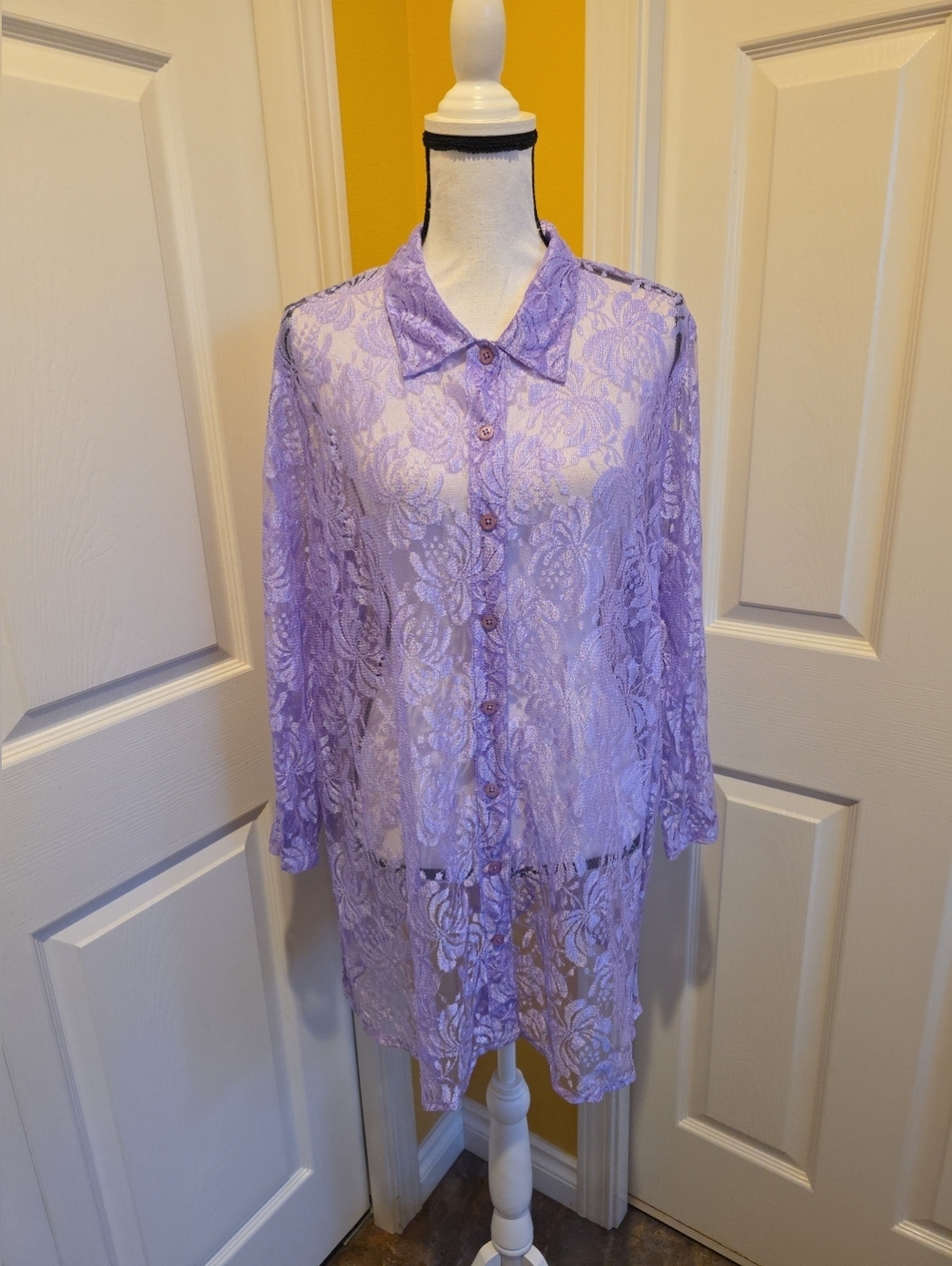 ROAMANS PURPLE BUTTON DOWN BLOUSE, SIZE L